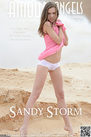 Marvelous dark haired teen bombshell demonstrating her seductive slim body in the sands.