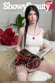 Lovely girl with long black braids stripping and showing off her hot ass, tits and pussy